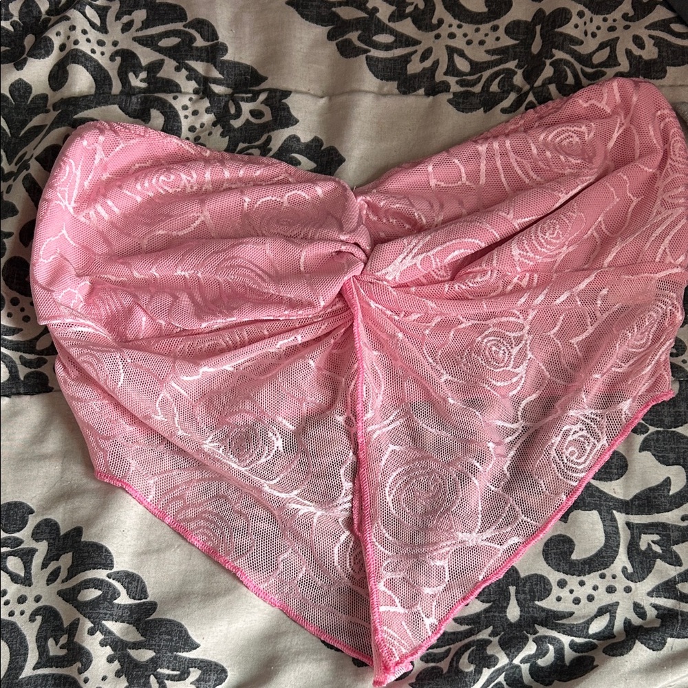 SHEIN Pink Floral Lace Bandeau